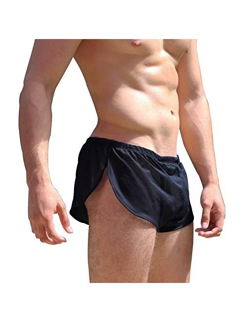 Men's Split Side Short Shorts Sexy Breathable Large Split Sides Mesh Boxer Short