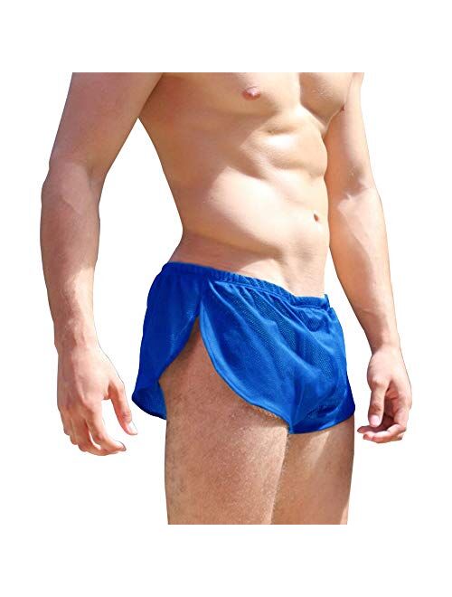 Men's Split Side Short Shorts Sexy Breathable Large Split Sides Mesh Boxer Short