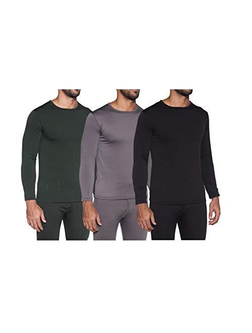 1 & 3 Pack: Men's Ultra-Soft Long Sleeve Crew Neck Thermal Shirt Fleece Lined Compression Baselayer Top Underwear