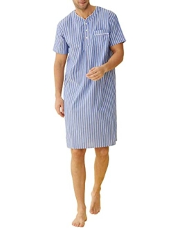 Latuza Men's Plaid Nightshirt Cotton Sleep Shirt