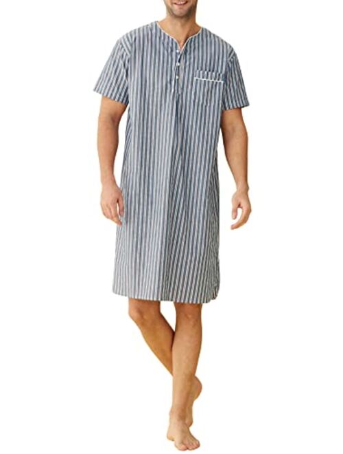 Latuza Men's Plaid Nightshirt Cotton Sleep Shirt