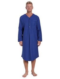 Noble Mount Mens Nightshirt - 100% Cotton Flannel Mens Nightshirts for Sleeping