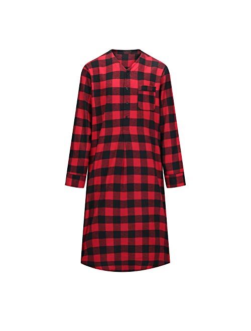 Noble Mount Mens Nightshirt - 100% Cotton Flannel Mens Nightshirts for Sleeping