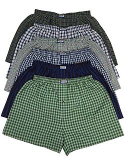 ToBeInStyle Men's Pack of 6 or 3 Classic Fit Tartan Plaid Boxers w/Button Fly