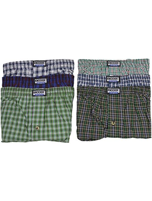 ToBeInStyle Men's Pack of 6 or 3 Classic Fit Tartan Plaid Boxers w/Button Fly