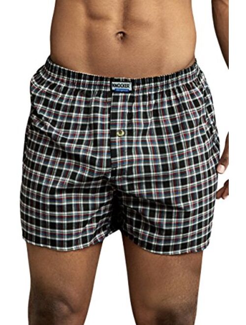 ToBeInStyle Men's Pack of 6 or 3 Classic Fit Tartan Plaid Boxers w/Button Fly