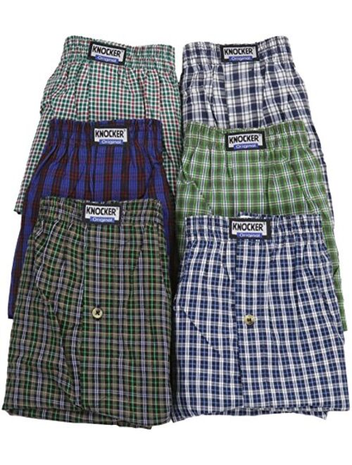 ToBeInStyle Men's Pack of 6 or 3 Classic Fit Tartan Plaid Boxers w/Button Fly