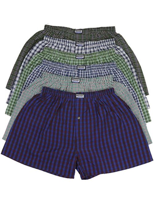 ToBeInStyle Men's Pack of 6 or 3 Classic Fit Tartan Plaid Boxers w/Button Fly