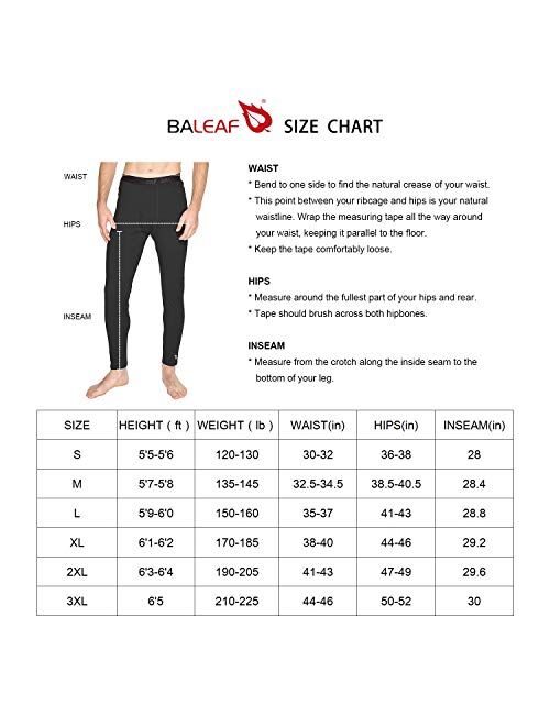 BALEAF Men's Heavyweight Thermal Underwear Pants Fleece Lined Long Johns Baselayer Bottom