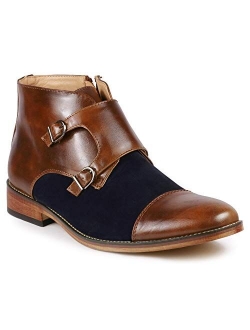 Metrocharm MC117 Men's Cap Toe Double Monk Strap Formal Dress Casual Ankle Boots