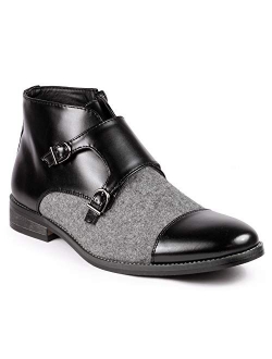 Metrocharm MC117 Men's Cap Toe Double Monk Strap Formal Dress Casual Ankle Boots