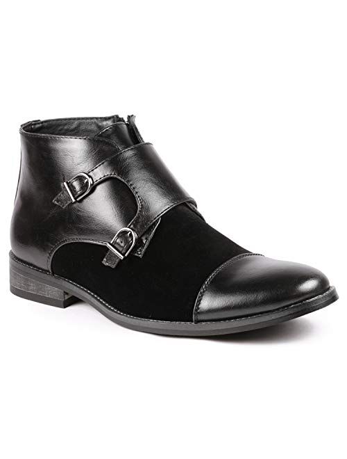 Metrocharm MC117 Men's Cap Toe Double Monk Strap Formal Dress Casual Ankle Boots