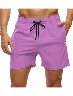 Tyhengta Men's Swim Trunks Quick Dry Beach Shorts with Zipper Pockets and Mesh Lining