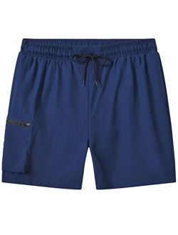 Tyhengta Men's Swim Trunks Quick Dry Beach Shorts with Zipper Pockets and Mesh Lining