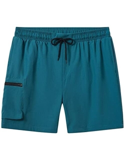 Tyhengta Men's Swim Trunks Quick Dry Beach Shorts with Zipper Pockets and Mesh Lining