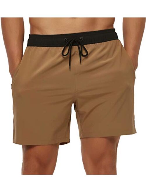 Tyhengta Men's Swim Trunks Quick Dry Beach Shorts with Zipper Pockets and Mesh Lining