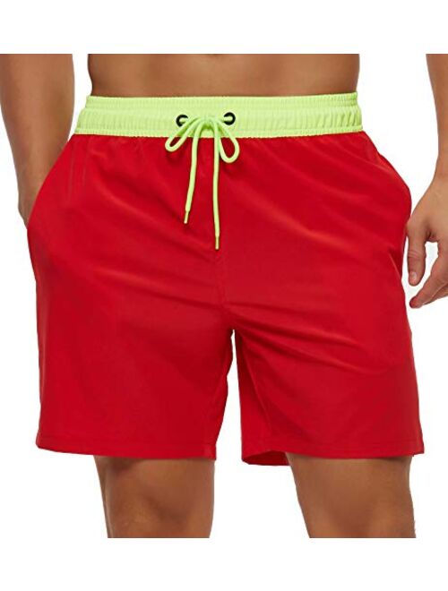 Tyhengta Men's Swim Trunks Quick Dry Beach Shorts with Zipper Pockets and Mesh Lining