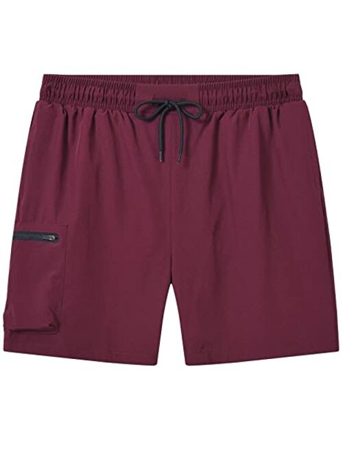 Tyhengta Men's Swim Trunks Quick Dry Beach Shorts with Zipper Pockets and Mesh Lining