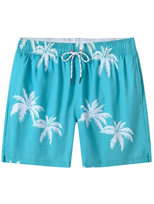 Tyhengta Men's Swim Trunks Quick Dry Beach Shorts with Zipper Pockets and Mesh Lining