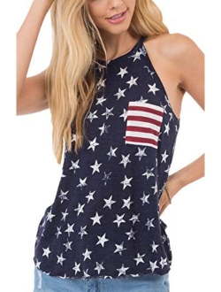 Womens American Flag Tank 4th of July T Shirts Patriotic Short Sleeve USA Tunic Summer Blouse Tops