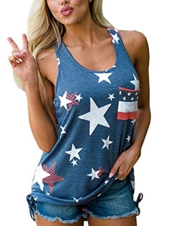 For G and PL Women's July 4th American Flag Sleeveless Tank Top with Pocket