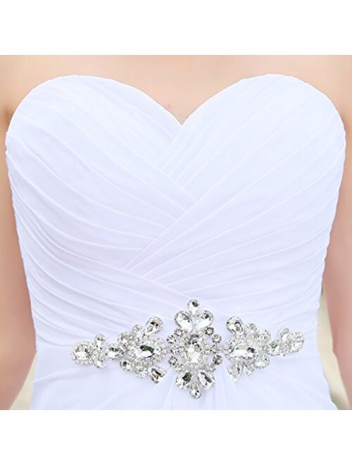 YIPEISHA Women's Strapless Lace-up Bridal Beach Chiffon Wedding Dress
