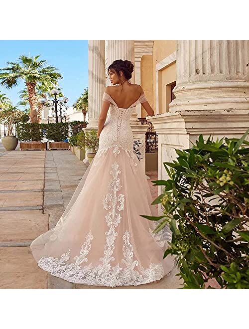 Yuxin Elegant Sweetheart Lace Ball Gown Wedding Dresses 2020 Off Shoulder Princess Bridal Gowns