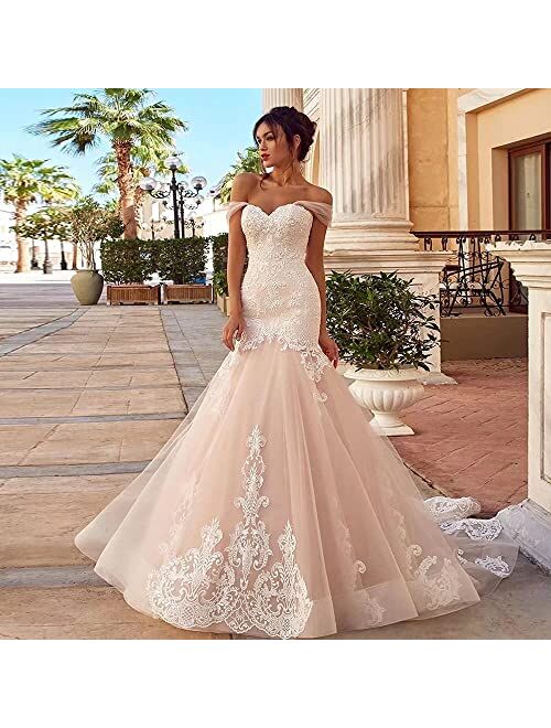 Yuxin Elegant Sweetheart Lace Ball Gown Wedding Dresses 2020 Off Shoulder Princess Bridal Gowns