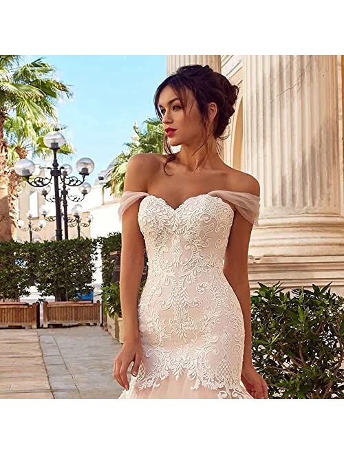 Yuxin Elegant Sweetheart Lace Ball Gown Wedding Dresses 2020 Off Shoulder Princess Bridal Gowns