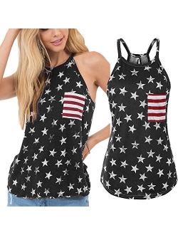 DUTUT Women Spaghetti Halter Bowknot Tanks Top Summer Sleeveless Print Racerback Tank Vest