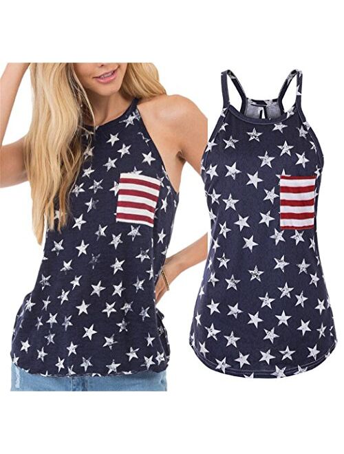 DUTUT Women Spaghetti Halter Bowknot Tanks Top Summer Sleeveless Print Racerback Tank Vest