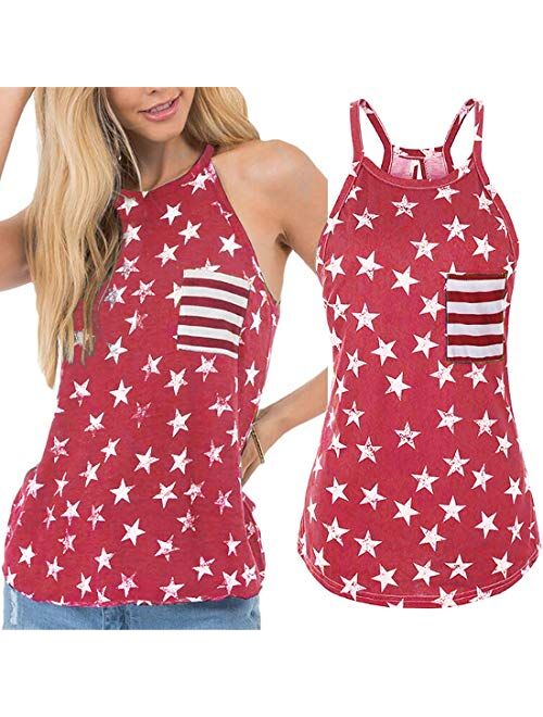 DUTUT Women Spaghetti Halter Bowknot Tanks Top Summer Sleeveless Print Racerback Tank Vest