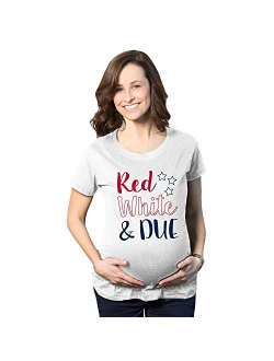 Maternity Red White and Due Pregnancy Tshirt Cute 4th of July Baby Tee for Baby Bump