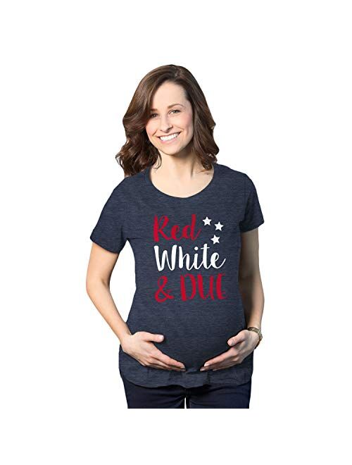 Maternity Red White and Due Pregnancy Tshirt Cute 4th of July Baby Tee for Baby Bump