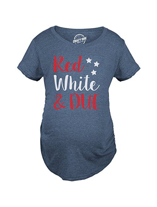 Maternity Red White and Due Pregnancy Tshirt Cute 4th of July Baby Tee for Baby Bump