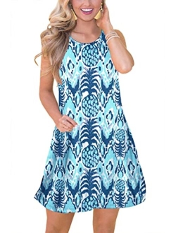 Spadehill Women's Summer Beach Floral Printed Sundress with Side Pockets