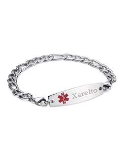 linnalove-Stainless Steel Figaro Chain Interchangeable Medical Alert Bracelets