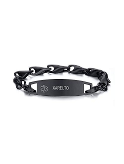 VNOX Free Engraving-12MM Medical Alert ID Special Link Chain Double Lobster Clasp Stainless Steel Bracelet