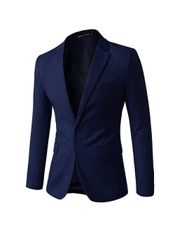 WEEN CHARM Men Casual Blazer Jacket Slim Fit One Button Solid Suit Separate Jacket