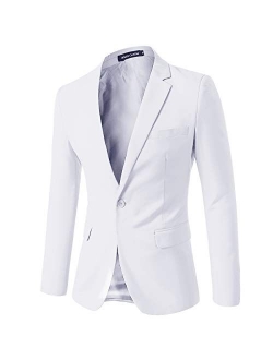 WEEN CHARM Men Casual Blazer Jacket Slim Fit One Button Solid Suit Separate Jacket