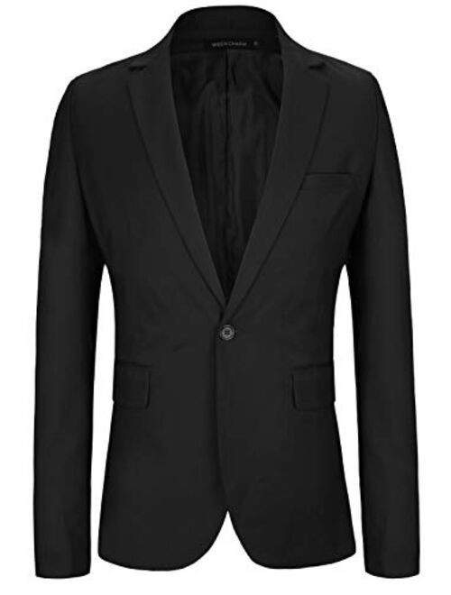 WEEN CHARM Men Casual Blazer Jacket Slim Fit One Button Solid Suit Separate Jacket