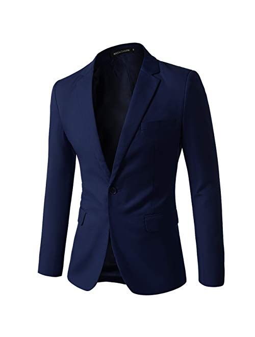 WEEN CHARM Men Casual Blazer Jacket Slim Fit One Button Solid Suit Separate Jacket