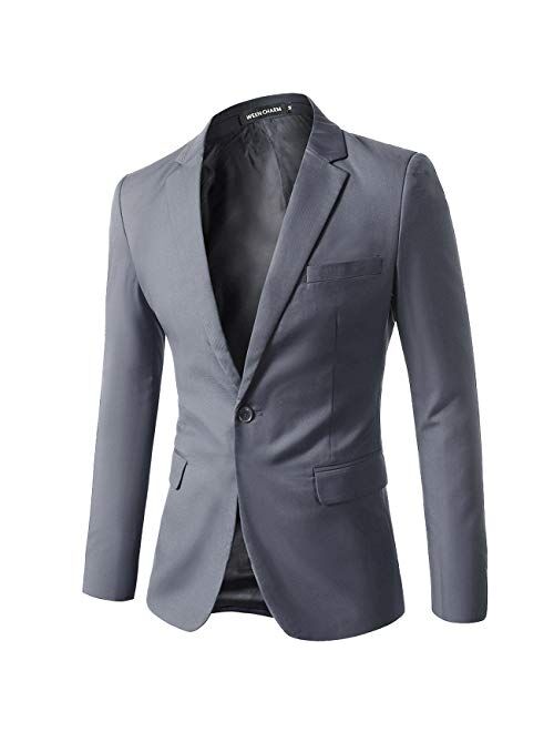 WEEN CHARM Men Casual Blazer Jacket Slim Fit One Button Solid Suit Separate Jacket