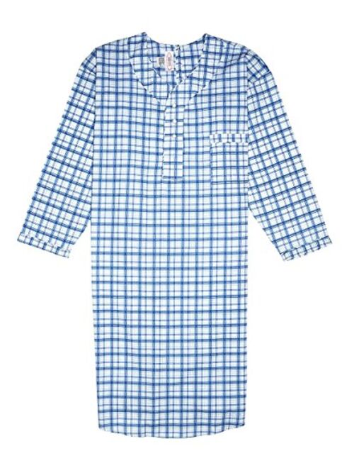 Men's Nightshirt Gown Back Snap Long Sleeve Light Weight Cotton Poly Size M/3XL