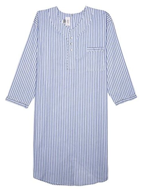 Men's Nightshirt Gown Back Snap Long Sleeve Light Weight Cotton Poly Size M/3XL