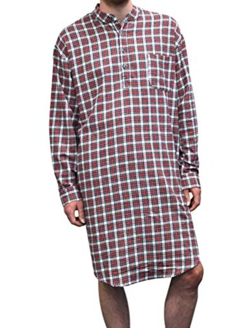 Lee Valley Men's Genuine Irish Cotton Flannel Nightshirt