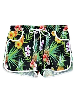 For G and PL Women Summer Floral Beach Boardshorts with Pockets Swim Trunks