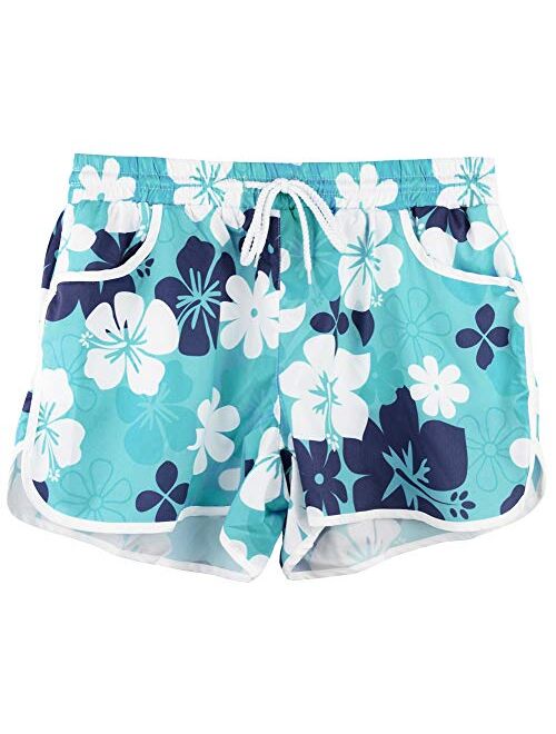 For G and PL Women Summer Floral Beach Boardshorts with Pockets Swim Trunks