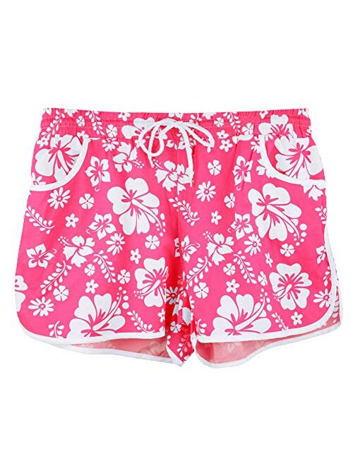 For G and PL Women Summer Floral Beach Boardshorts with Pockets Swim Trunks