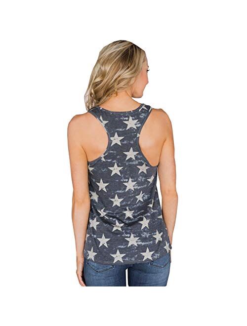 Barlver Women's American Flag Camo Sleeveless Tank Tops 4th of July Racerback Bowknot Stripes Patriotic T Shirts